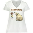 thumbnail image 3 of Inktastic Life is Better with a Dog Women's Plus Size V-Neck T-Shirt, 3 of 5