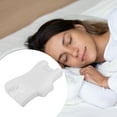 thumbnail image 3 of Unique Bargains Bed Memory Foam Pillow for Neck and Shoulder Pain Ease Home Sleeping Pillow Neck Support Satin White, 3 of 7