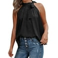 thumbnail image 2 of HOWPAY Womens T Shirts Sleeveless Loose Fit Crew Neck Basic Tee Tops Casual Letter Print Summer Lightweight Cozy Soft Baggy Y2K Streetwear Black L, 2 of 6