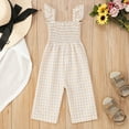 thumbnail image 2 of Weryoung Toddler Girls Sleeveless Plaid Prints Tops Bottoms Jumpsuit Baby Lovely Onesie,Beige,18-24 Months, 2 of 5