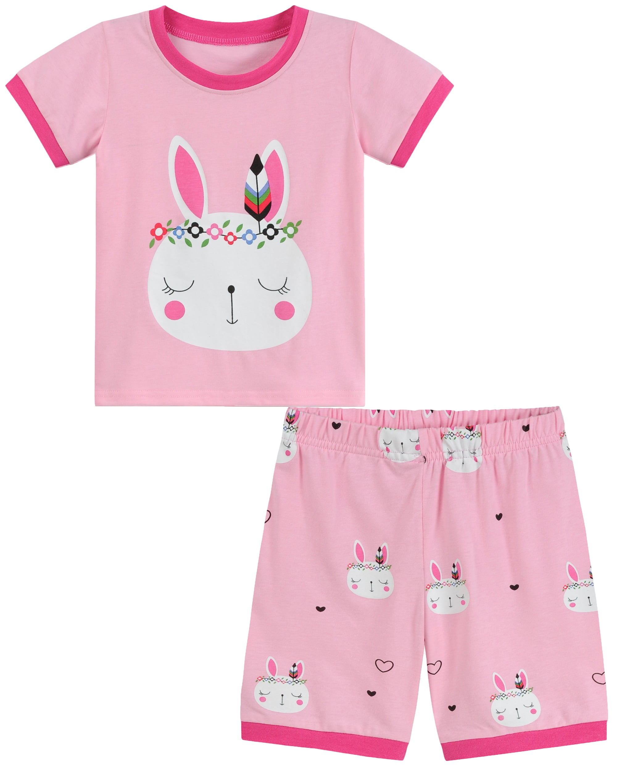 Toddler Girl's Easter Bunny hearts Cotton Pajama Set 