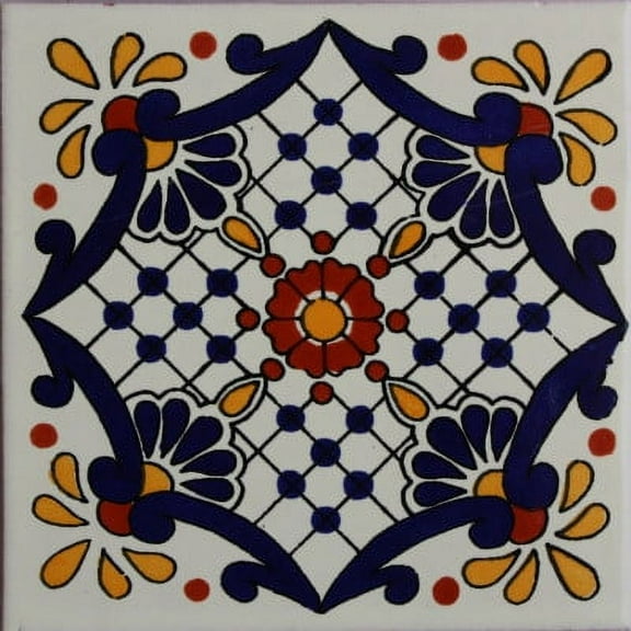 4.2x4.2 Tormes Talavera Mexican Tile, Set of 9 pcs