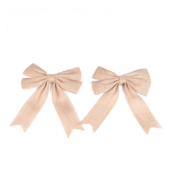 2pcs Hessian Jute Burlap Christmas Tree Wedding Bowknot Decoration (Flaxen)