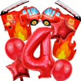 thumbnail image 1 of Ensemble de 9 Ballons de Feu Camion de Pompiers 32 Pouces Chiffres Rouges 0-9 Ballons d'Anniversaire Pompier Décorations de Fête Fournitures de Fête de Festival, 1 of 5