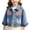 Blue, variant on 18M-14Y Girls Ornate Embroidered Denim Jacket Kids Button-up Coat with Ethnic Floral Applique and Front Pockets for School and Casual Wear