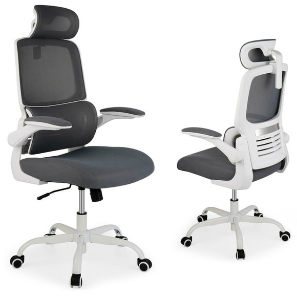 Ergonomic Swivel Computer Chair, High Back Mesh Home Office Desk Chair with Adjustable Headrest, Lumbar Support and Flip-up Armrests