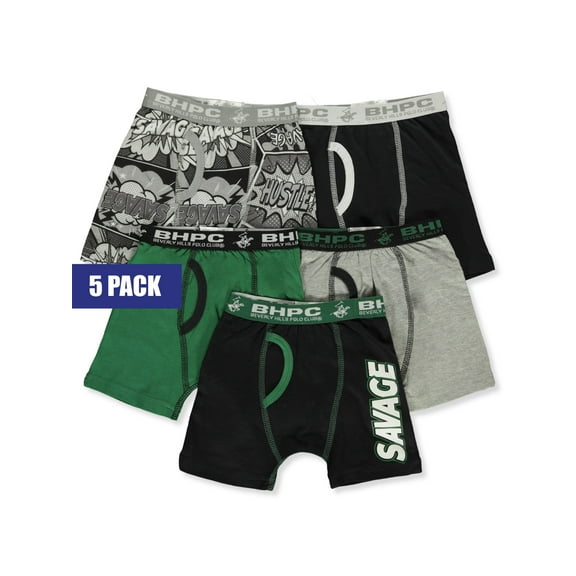 Beverly Hills Polo Club Boys' 5-Pack Boxer Briefs Color: black/multi Size: 4t