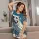 thumbnail image 3 of Balery Starry Sky Cloud Bulldog Camisón de manga corta con cuello redondo para mujer, cómodo y elegante., 3 of 6