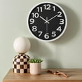 thumbnail image 2 of Unique Bargains Non-Ticking Battery Operated Decorative Wall Clock Black White Frame, 2 of 6