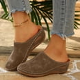 thumbnail image 2 of Pandaie Clogs for Women Comfortable Closed Toe Slip on Mules Suede Summer Wedge Slide Sandals Ladies Casual Walking Shoes Khaki Size 6.5, 2 of 7