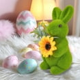 thumbnail image 2 of KCEHTA Easter Bunny Figurines Artificial Green Moss Flocked Bunny Small Rabbit Statue Home Decor, 2 of 7