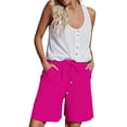 thumbnail image 2 of TRUBKH Hiking Shorts Women Linen Shorts for Women Womens Athletic Shorts Women's 2 in 1 Running Shorts Baggy Trendy Hot Pants Lounge Beach Drawstring Elastic High Waist Hot Pink S-5XL, 2 of 9