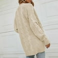 thumbnail image 5 of VISALY Long Cardigans Chunky Knit Cardigan Women's Cable Knit Long Sleeve Open Front Cardigan Oversized Lightweight Cardigan Sweaters Cover Up with Pockets Crochet Cardigan Beach Cardigan Beige L, 5 of 6