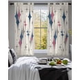 thumbnail image 3 of Red Blue Diamond Sheer Curtains 54 Inch Length 2 Panels Set for Living Room/Bedroom, Modern Geometric Middle Century Beige Kitchen Curtains Grommet Semi-Sheer Curtains Window Treatments 42"x54"x2, 3 of 7