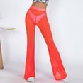 thumbnail image 2 of Fiaer Women's Yoga Flared Pants Mesh See Through Stretch Bell Bottoms Trousers Elastic High Waisted Solid Color Slacks Red S, 2 of 5