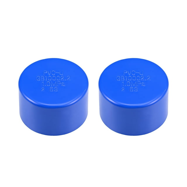 Unique Bargains 63mm PVC Pipe Cap Fitting, Slip End Caps DWV(Drain Waste Vent) Blue 2 Pcs