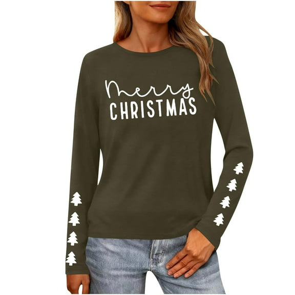 Christmas Sweatshirt for Women Christmas Sweater Cute Long Sleeve Crewneck Pullover Tops for Fall Winter Outfits