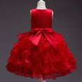 thumbnail image 4 of NIEWTR Flower Girl Robe en Tulle Satin pour Invité de Mariage, Fête, Anniversaire, Princesse, Concours, Enfants, Robe de Soirée (Rouge, 2-3 Ans), 4 of 4