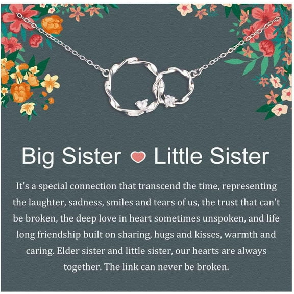 Sisters Gift, Big and Small Sisters Clasp Each Other 2 Round Necklace, Birthday Gift from Sisters
