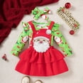 thumbnail image 2 of Newborn Romper Infant Girls Christmas Long Sleeve Cartoon Romper Bodysuit Snowman Suspender Skirts Outfits Green, 0-3 Months, 2 of 7