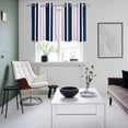 thumbnail image 4 of Navy Blue Pink Striped Kitchen Curtains Small Short 39 Inch Length, Modern Minimalist Ombre Lines Grommet Top Bedroom Living Room Curtains, Light Filtering Cafe Curtain Drapes 2 Panels Set 55''x39'', 4 of 9