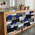 thumbnail image 6 of Navy Blue Black Geometric Tier Curtains 24 Inch Length, Modern Abstract Art Block Cafe Short Curtains for Bathroom Over Sink, Small Kitchen Curtain Light Filtering Tiered Drapes 2 Panels 27.5"Wx24"L, 6 of 8
