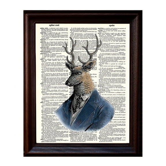 Deer Portrait - Dictionary Art Print Printed On Authentic Vintage Dictionary Book Page - 8 x 10.5