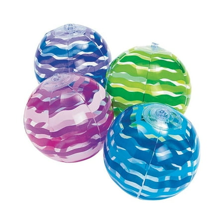 Shopping Miami Beach Fun Express - Striped Inflate Mini Beach Balls - Toys - Inflates - Mini Beach Balls - 12 Pieces ()