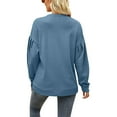 thumbnail image 4 of XFLWAM Womens Sweatshirts Crewneck Loose Tops Ruffle Long Sleeve Shirts Pullover Blue XL, 4 of 7