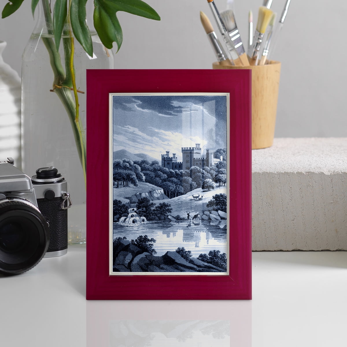 Estate View II -Framed Print w/glass-Cherry Red
