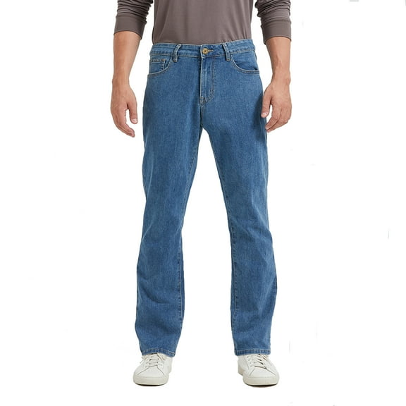 Coevals Club Men's Straight Leg Classic 5-Pocket Casual Work Jeans 30L 1# Vintage Blue 30