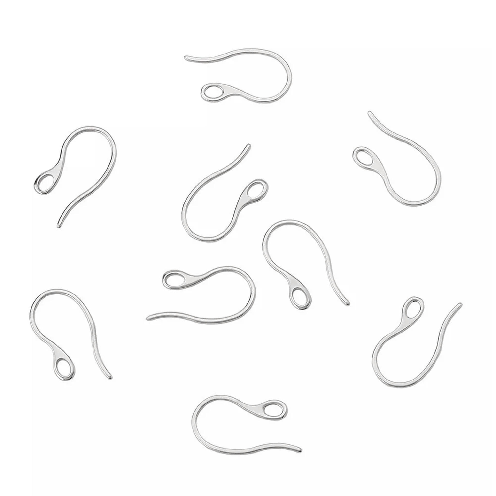 EOEMY 100Pcs 304 Stainless Steel Earring Hook Loop Earwire Jewelry Finding 21.5X11mm
