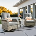 thumbnail image 2 of Ovios 3 Pieces Patio Furniture Set 2 Swivel Rocking Chairs Wicker Glider Chairs with Side Table for Backyard or Balcony, 2 of 8