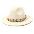thumbnail image 6 of Elegant Wide Brim Fedora Hat with Chain Wide Brim Size Fashionable Classic Luxury Hat for Women Autumn Outdoors Mens - Beige, 6 of 7