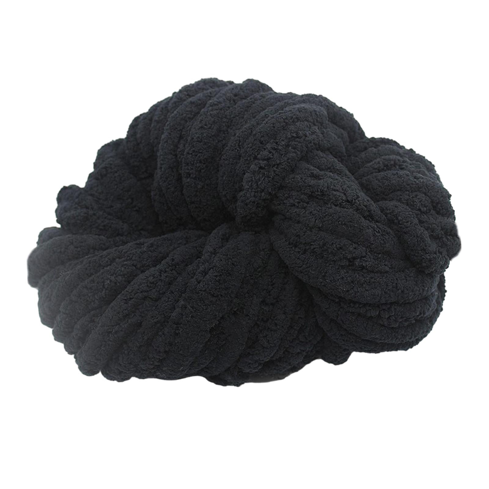 Tachiuwa Chunky Chenille Yarn for Crocheting, Bulky Thick Yarn for Knitting,Super Bulky Chunky Yarn for Hand Knitting Blanket Black