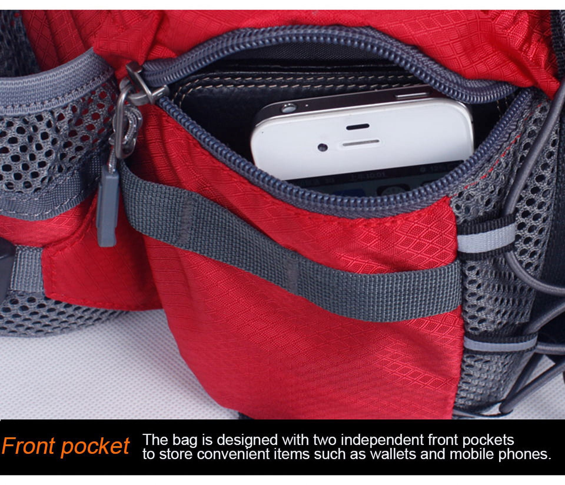 Running Bags for Men Women Outdoor Fanny Pack Waterproof Hiking Camping Biking Waterproof Waist Pack with 2 Water Bottle Holder