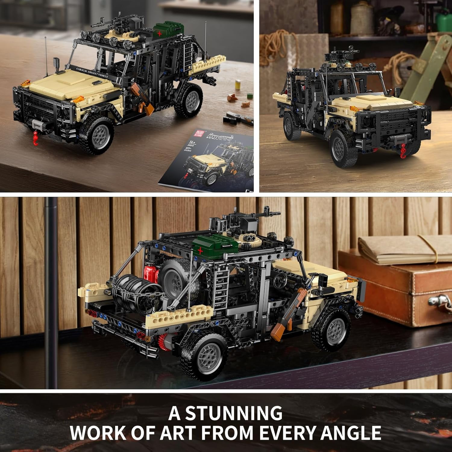 Ylutex Military Off-Road Truck Building Block Set, Remote APP Control Assault Car Model Construction Building Block Kits, Adult Collectible Model Vehicle Sets(1577 Pieces)