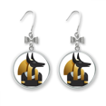 thumbnail image 1 of Ancient Egypt Anubis Art Pattern Bow Earrings Drop Stud Pierced Hook, 1 of 3