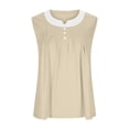 thumbnail image 5 of TAGOLD Womens Round-Neck Tank Top Ruched Button Panel V Neck 2 In 1 Sleeveless Top, 5 of 5