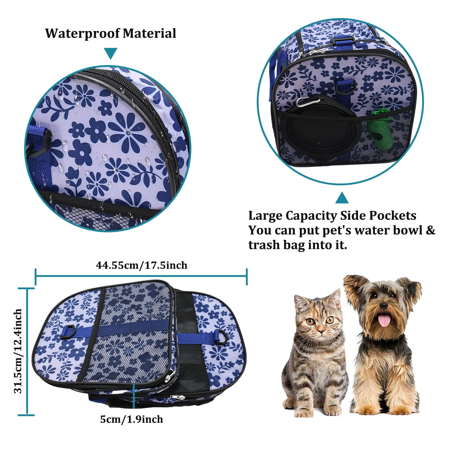 GOOPAWS Soft-Sided Kennel Pet Carrier for Small Dogs, Cats, Puppy, Airline Approved Cat Carriers Dog Carrier Collapsible, Travel Handbag & Car Seat