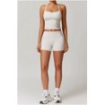 thumbnail image 3 of PISONIC Women 2 Pieces Workout Sets Tank Tops and High Waist Booty Lifting Shorts Gym Sets, 3 of 4