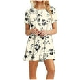 thumbnail image 1 of Vestidos de Verano de Mujer Cuello Redondo Manga Corta Impreso, Ligero Y Cómodo Vestidos Casuales para Mujeres, 1 of 8