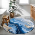 thumbnail image 3 of Round Rugs 3.3Ft, Blue Marble Round Area Rug Washable Indoor Throw Carpet, Modern Abstract Ink Painting Art Soft Non Slip Circle Rug for Laundry Room Patio Home Decor Aesthetic, 3 of 8