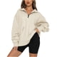 thumbnail image 2 of ICHUANYI liquidación moda mujer Casual sólido cremallera cuello vuelto manga larga sudadera Tops blusa con bolsillo ICHUANYI WER2023082205217, 2 of 7