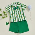 thumbnail image 4 of Toddler Baby Boy St Patricks Day Outfits Button Up Short Sleeve Shirt And Shorts Set 2Pcs Irish Outfits 3-4 T, 4 of 8