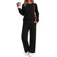 thumbnail image 2 of Fantaslook 2 Piece Womens Lounge Sets Casual Travel Outfits Fall Matching Sweatsuits Long Sleeve Sweatshirt and Wid Leg Pant Pajamas Set, 2 of 9