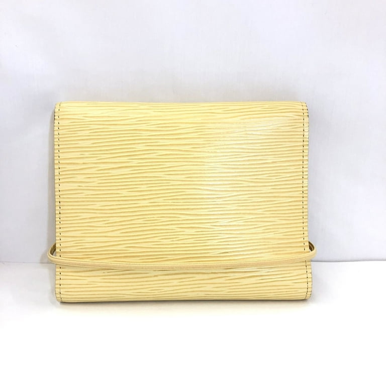 used Pre-owned Louis Vuitton Louis Vuitton Trifold Wallet M6346A Portefeuille Elastic EPI Cream Yellow French Rubber Band with Coin Purse Compact