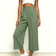 thumbnail image 3 of Bloomae Capri Pants for Women Wide Leg High Waisted Pleated Dress Pants Business Casual Capris Work Office Cropped Slacks Trousers with Pockets, 3 of 8