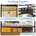 thumbnail image 6 of Triple Bunk Bed with 9 Storage Drawers and LED Lights, Twin Over Twin Size Metal Bunk Beds with Open Shelves, Pegboard, Bedside Caddy, L-shaped Triple Bunk Bed for 3 Teens, Black, 6 of 8