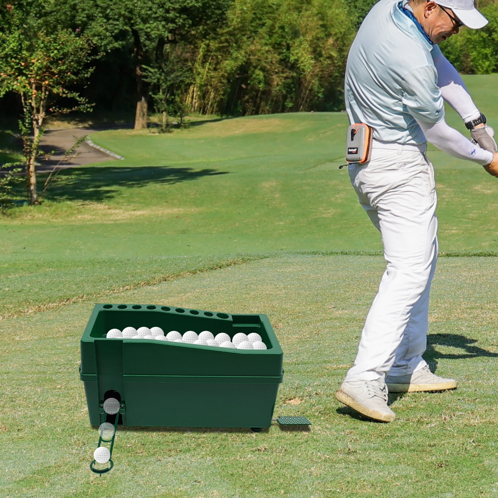 1 PCS 62*32*32cm/24.4*12.6*12.6in Automatic Golf Tee Machine, Green